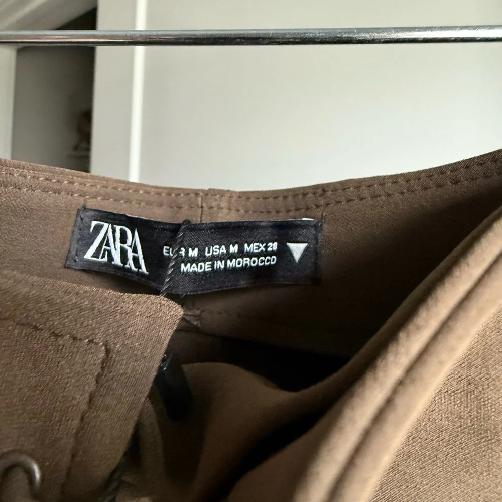 Zara Brown Tie Front Pencil Mini Skirt Casual - Picture 3 of 4